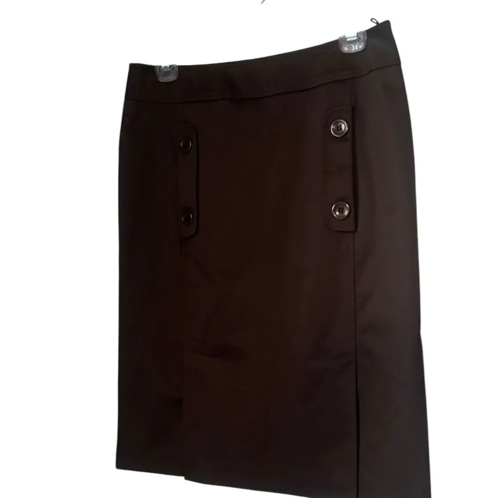 LaFayette 148 Chocolate Brown Knee Length Lined Career Cotton Blend Fall Skirt 4